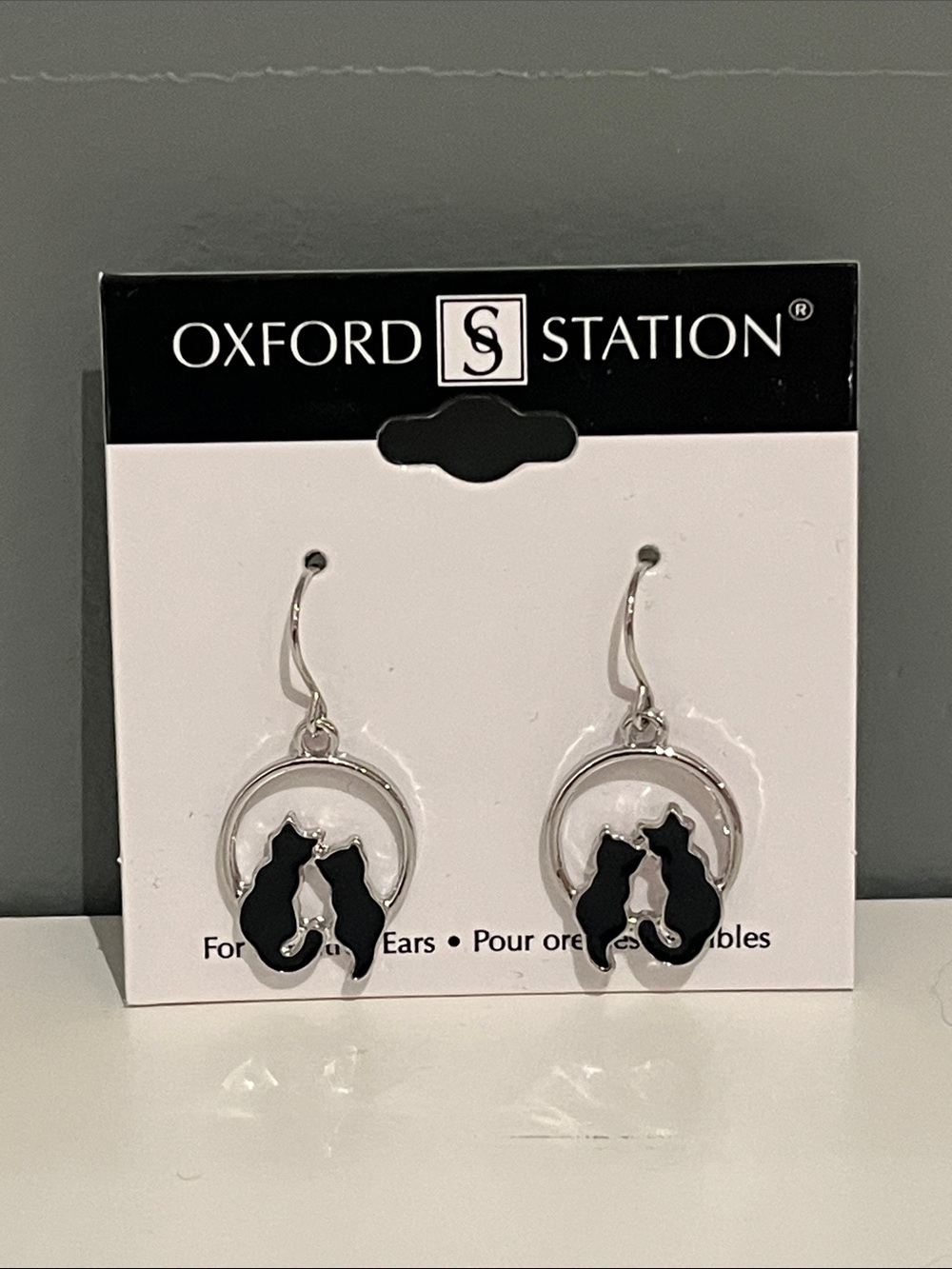 Black Cat Silhouette Drop Earrings